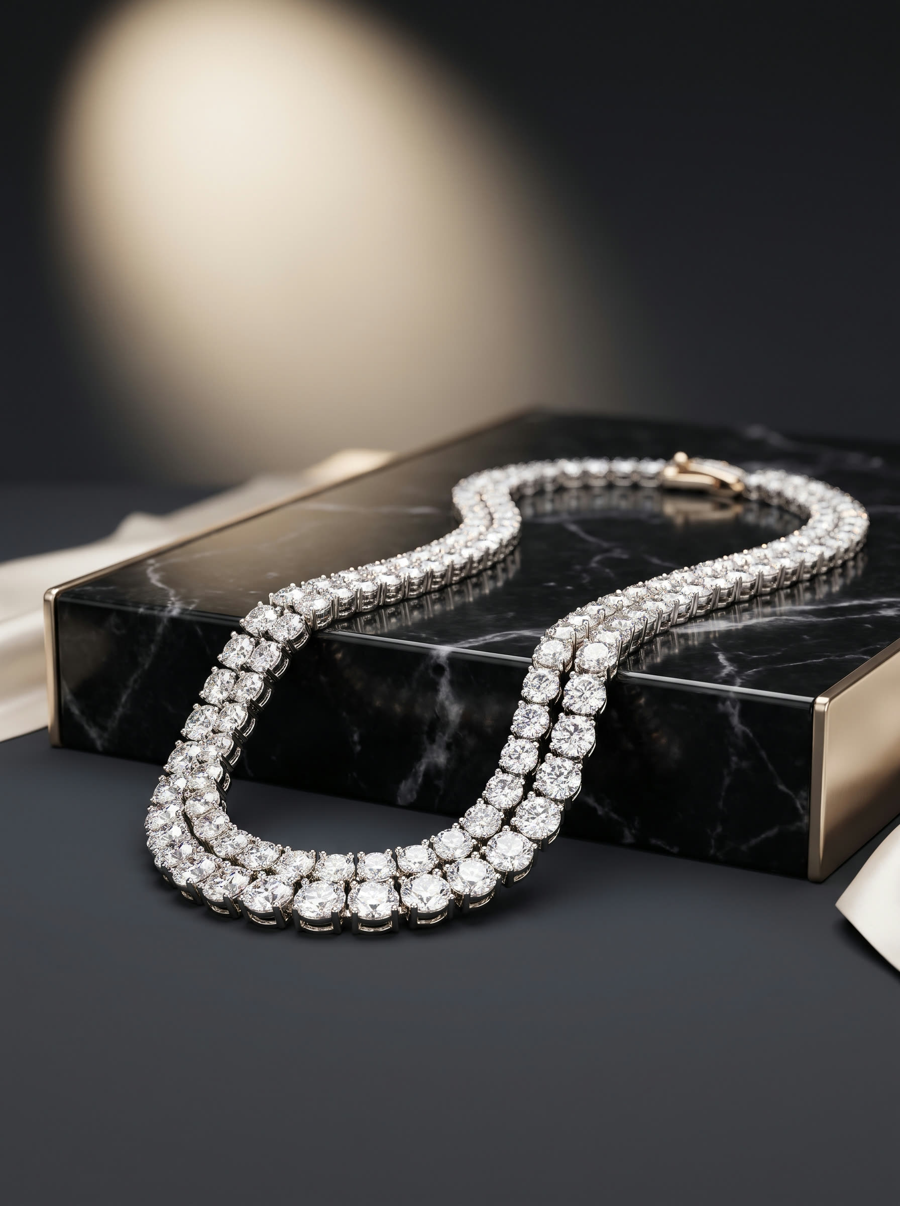 Diamantcollier auf schwarzem Marmor